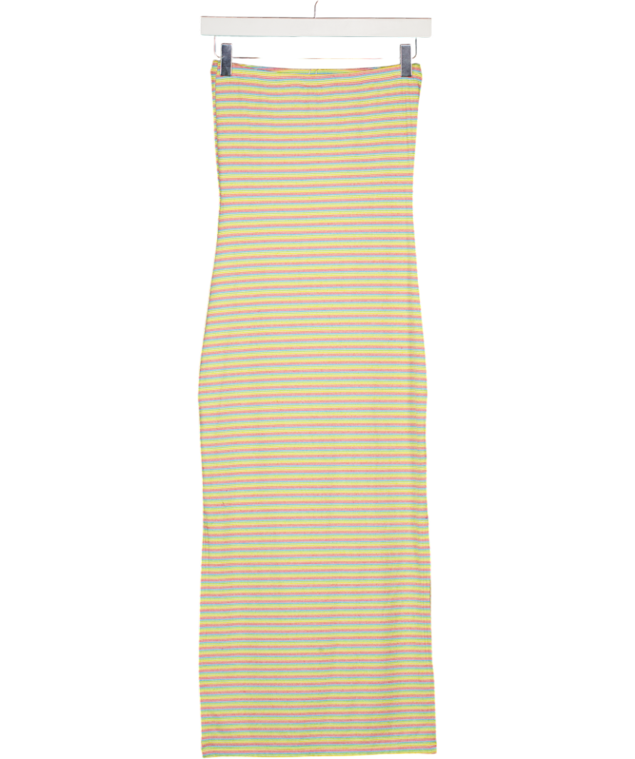 Melissa Odabash Multicoloured Aubrey Strapless Striped Jersey Midi Dress UK XS