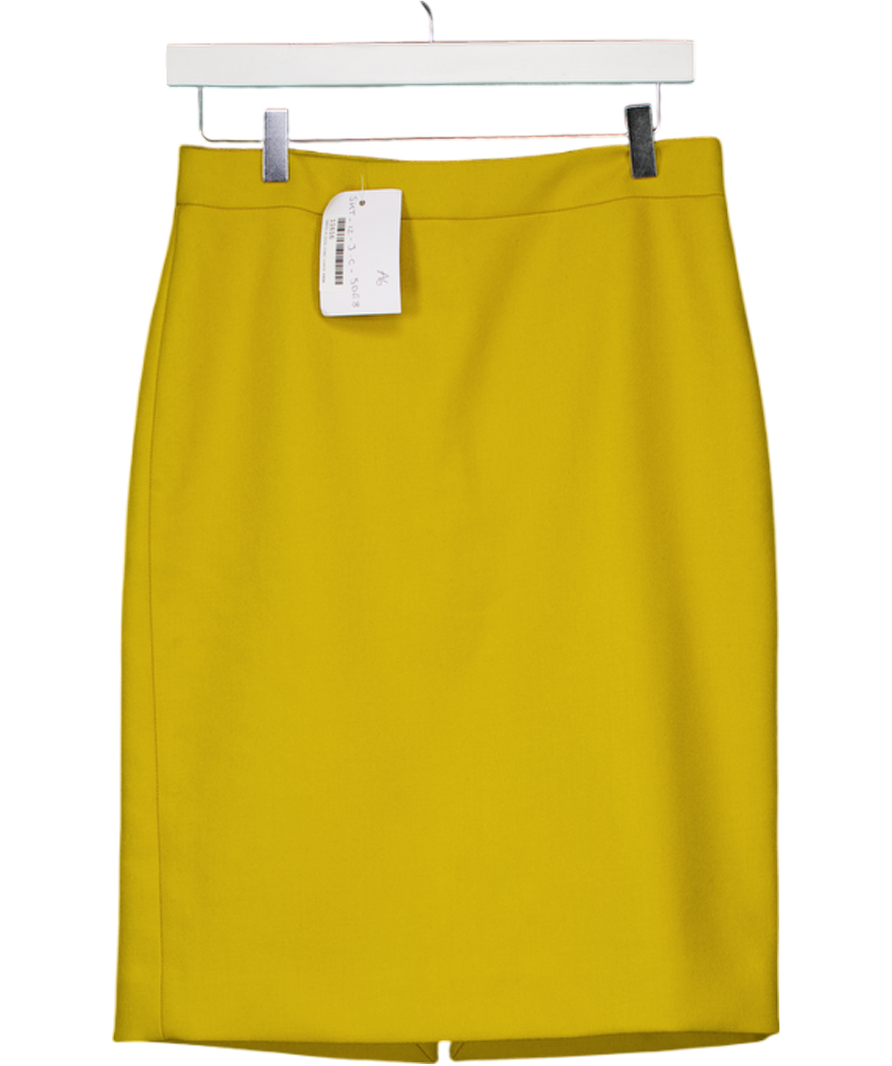 J.Crew Yellow Pencil Skirt In Double-serge Wool UK 8