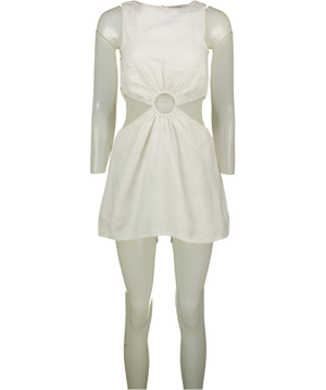 ONE MILE White Linen Lined Cut-out Mini Dress UK 6