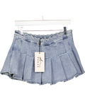 Oh Polly Blue Laika Low-rise Pleated Mini Skirt UK 10