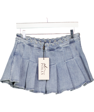 Oh Polly Blue Laika Low-rise Pleated Mini Skirt UK 10