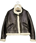 ZARA Dark Brown Faux Shearling Funnel Neck Jacket UK L
