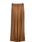 LilySilk Chocolate Brown High-waisted Wide Leg Dense Silk Pants - Breen UK 6