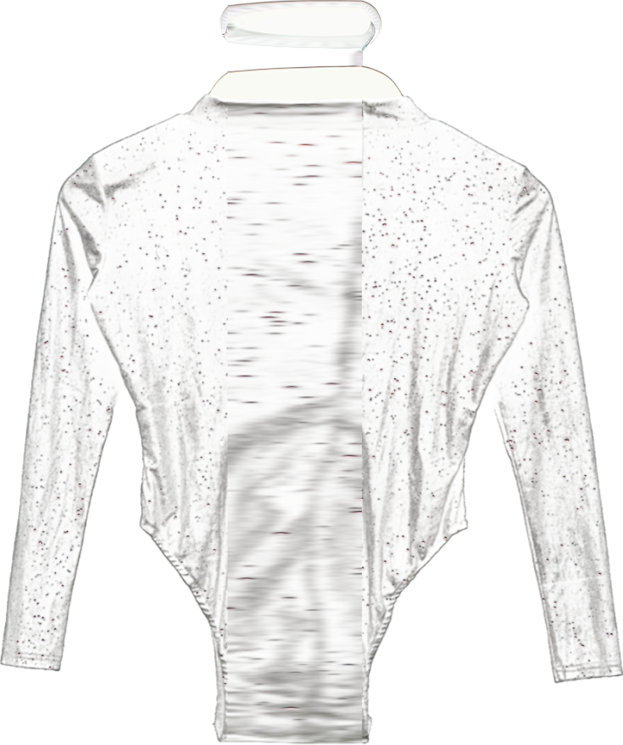 MESHKI Black Gitter Velvet Long Sleeve Bodysuit UK S