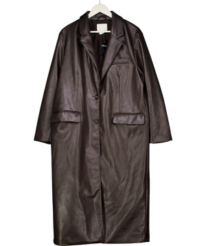 H&M Dark Brown Oversized Coated Coat UK S