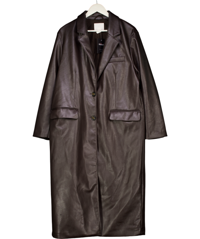 H&M Dark Brown Oversized Coated Coat UK S