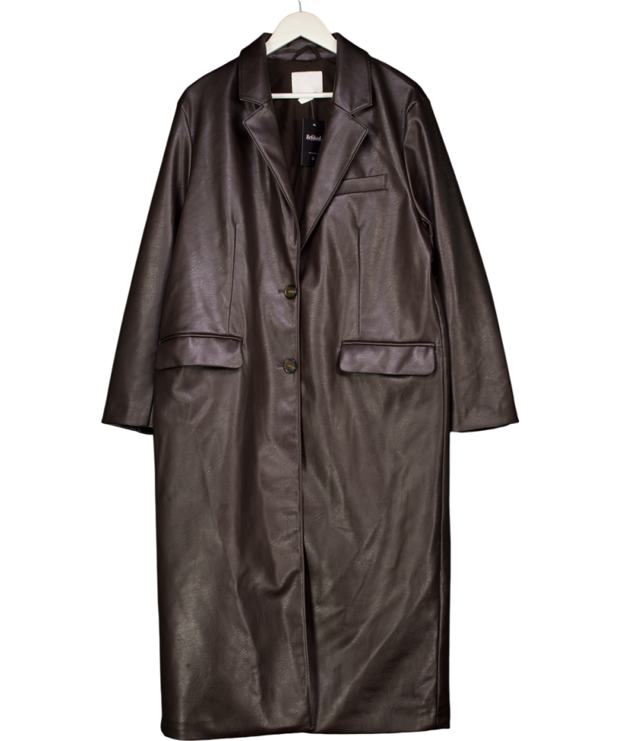 H&M Dark Brown Oversized Coated Coat UK S