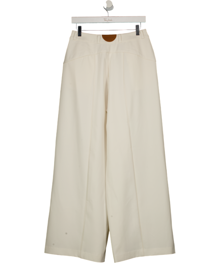 LOUNGE Off - White Wide-leg Pleat Detail Trousers UK 10