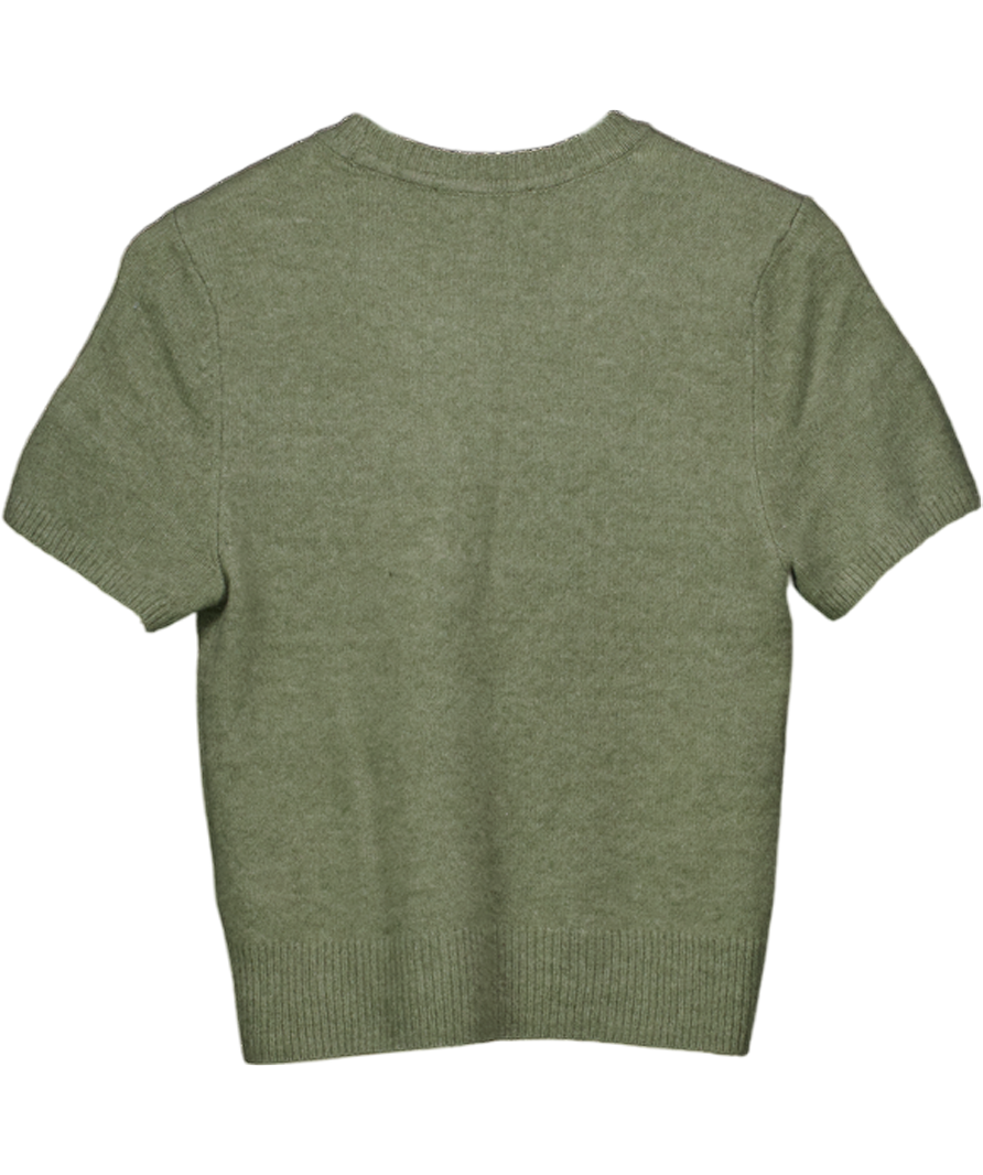 Abercrombie & Fitch Green Supersoft Wool Blen Short Sleeve Knit Top UK S