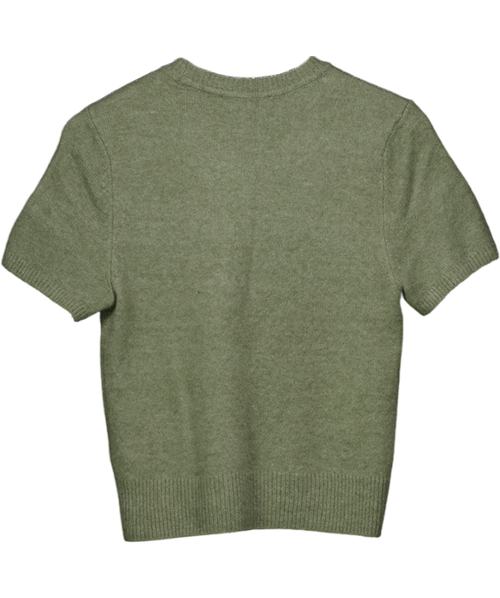 Abercrombie & Fitch Green Supersoft Wool Blen Short Sleeve Knit Top UK S
