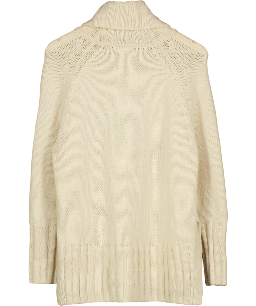 REISS Stevie Cashmere Blend Cream Roll Neck Jumper UK M