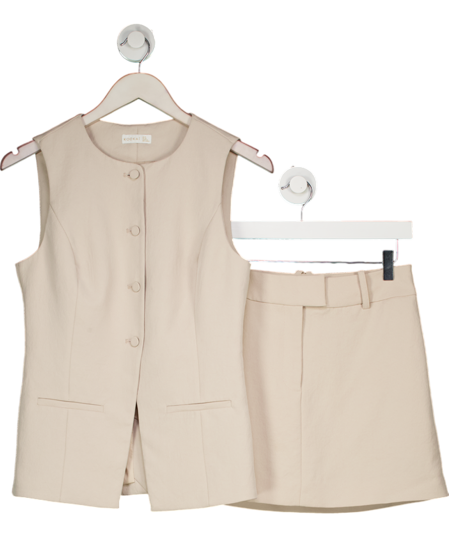KOOKAI Beige Ariel Low Rise Mini Skirt And Top UK 8