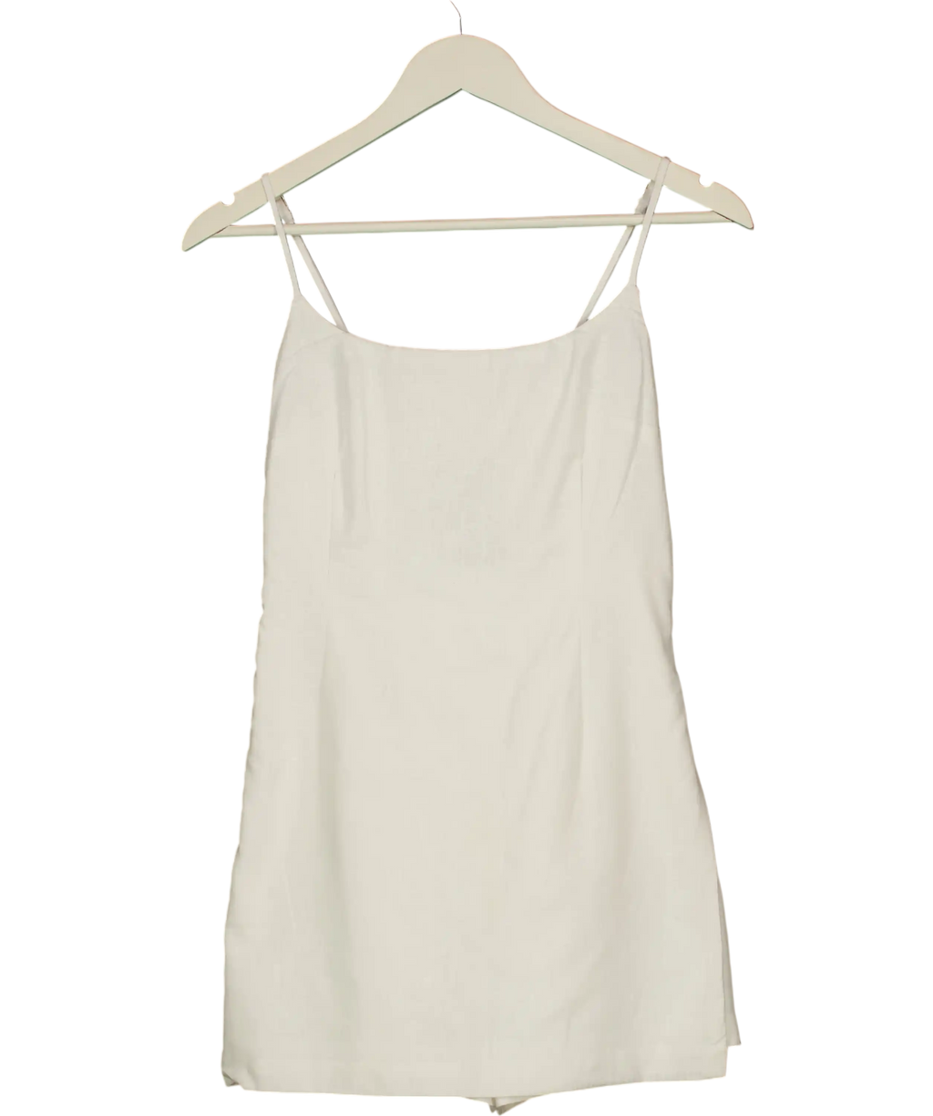 ABERCROMBIE & FITCH White Linen Blend Mini Romper Dress UK XS