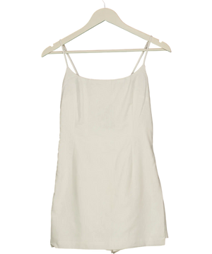 ABERCROMBIE & FITCH White Linen Blend Mini Romper Dress UK XS