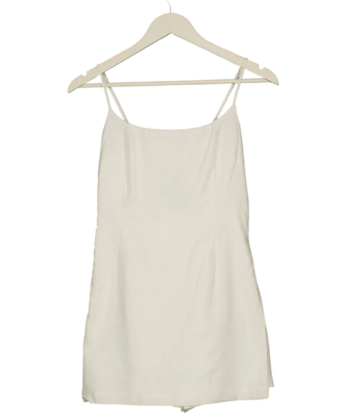 ABERCROMBIE & FITCH White Linen Blend Mini Romper Dress UK XS