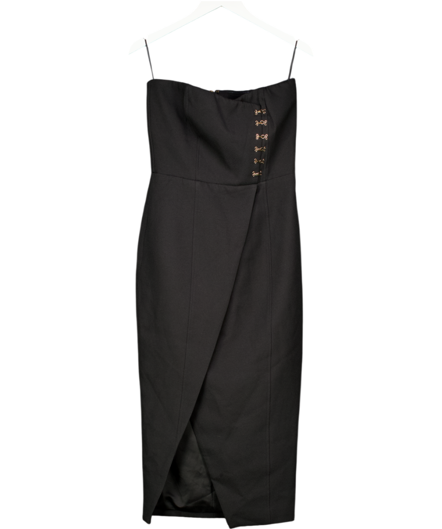 MISHA COLLECTION Black Crepe Strapless Midi Pencil Dress UK 10