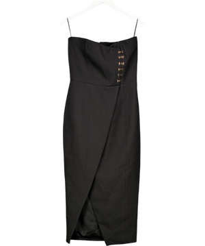 MISHA COLLECTION Black Crepe Strapless Midi Pencil Dress UK 10