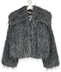 FREE PEOPLE Moonlight Glam Faux Fur Jacket In Grey Blue UK L