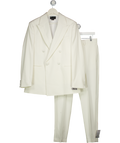 ASOS Slim Double Breasted Tuxedo 40" And Slim Trousers  With Satin Detail In Ivory Cream W32