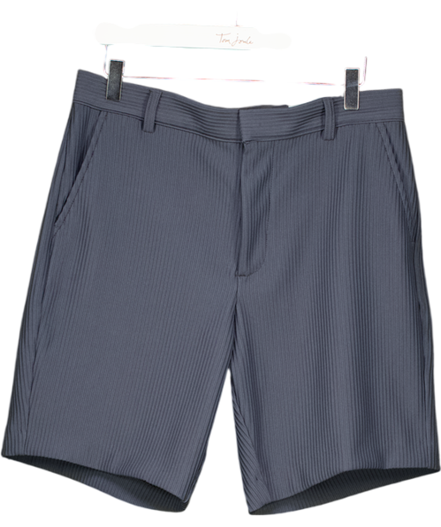 River Island Blue Slim Fit Ribbed Nylon Shorts W32