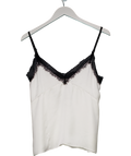 ZARA White Satin Cami With Black Lace Trim UK M