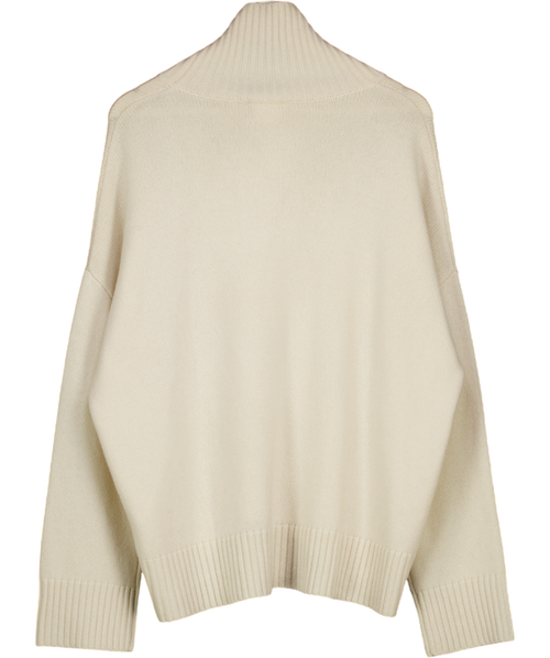 ALMADA LABEL 100% Organic Cashmere Kia Turtleneck Sweater, Cream UK M