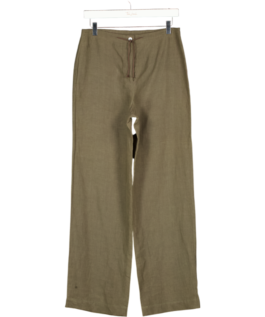MAX MARA Brown Linen Wide Leg Trousers UK 10