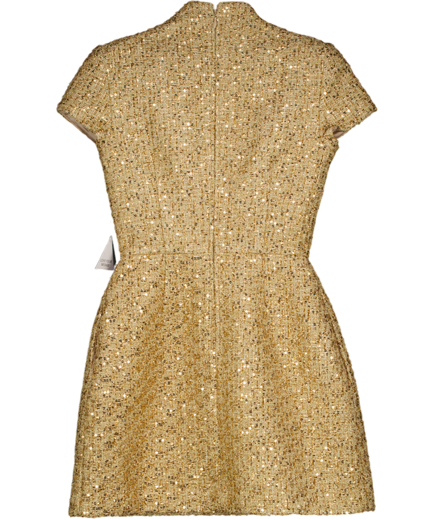 NADINE MERABI Metallic Elysia Gold Sequin Tweed Mini Dress UK 8 Reliked NADINE MERABI Metallic Elysia Gold Sequin Tweed Mini Dress UK 8 Reliked