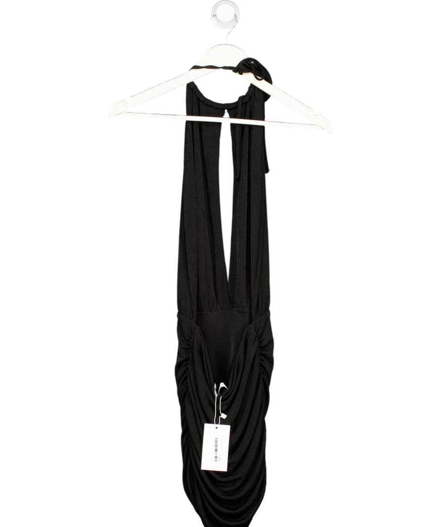 Aria Cove Black High Neck Cut Out Ruched Detail Open Back Mini Dress UK 8