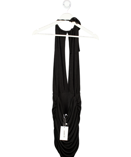 Aria Cove Black High Neck Cut Out Ruched Detail Open Back Mini Dress UK 8
