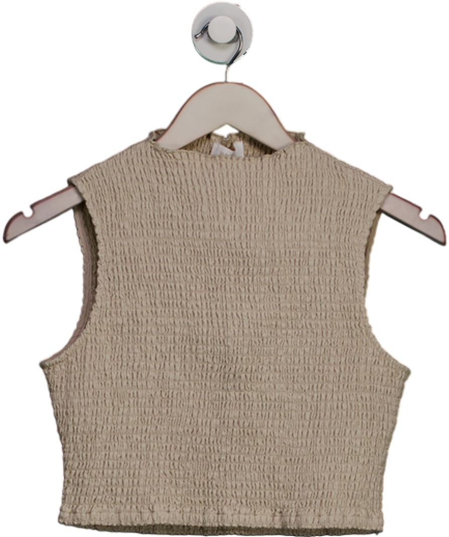 Meshki Cream Emanuelle Sleeveless Linen Shirring Top UK XS