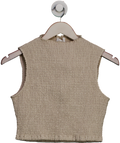 Meshki Cream Emanuelle Sleeveless Linen Shirring Top UK XS