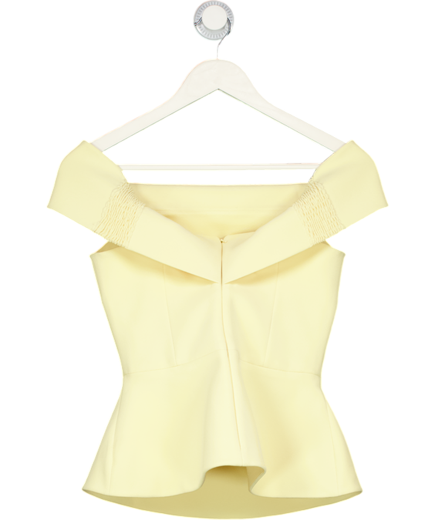 SAFIYAA Yellow Off The Shoulder Peplum Top UK 8