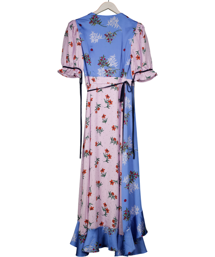 Liquorish Blue Floral V-neck Wrap Maxi Dress UK 10