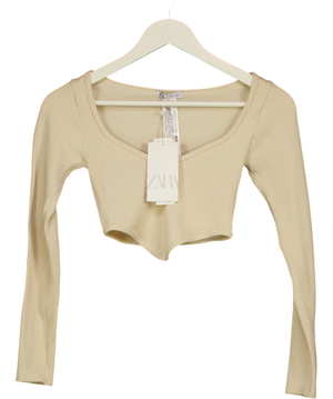 ZARA Beige Seamless Ribbed Crop Top UK XS/S