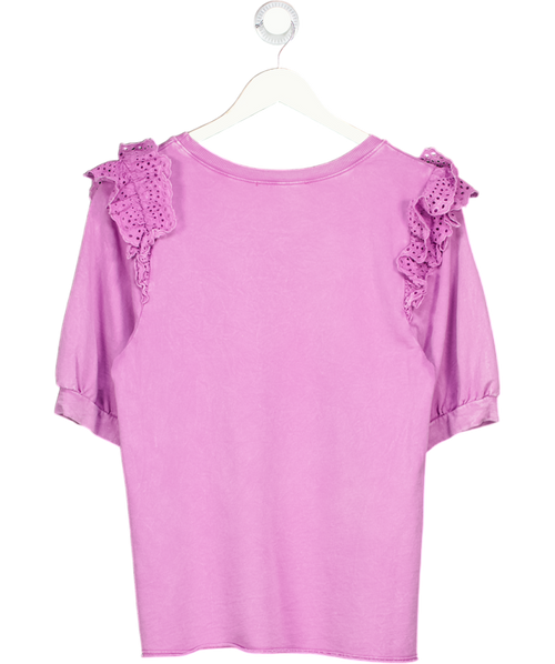 ANTHROPOLOGIE "eri + Ali" Lavender Purple Frill Sleeve Sweatshirt Top UK L