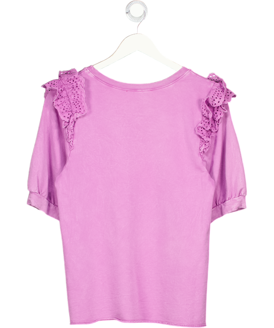 ANTHROPOLOGIE "eri + Ali" Lavender Purple Frill Sleeve Sweatshirt Top UK L