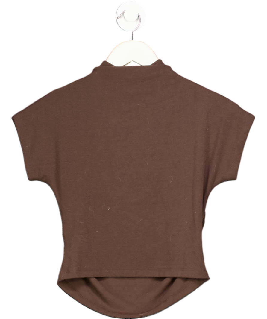 4th & Reckless Elouisa Chocolate Brown Jersey High Neck Sleeveless Top UK 8