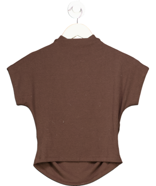 4th & Reckless Elouisa Chocolate Brown Jersey High Neck Sleeveless Top UK 8