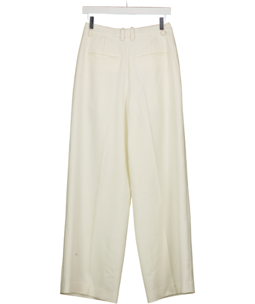 LILYSILK Natural White Silk-wool Tweed Blend Trousers UK 6