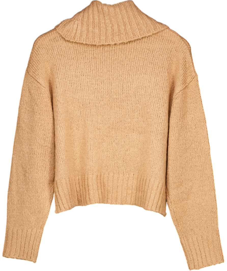 Brave Soul Brown Boxy Cropped Turtle Neck Sweater UK M