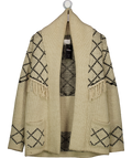 Anine Bing Beige Chunky Knit Ethnique Fringed Cardigan UK S
