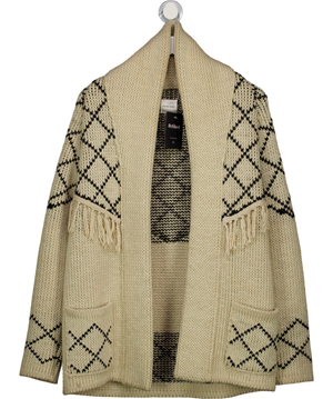 Anine Bing Beige Chunky Knit Ethnique Fringed Cardigan UK S