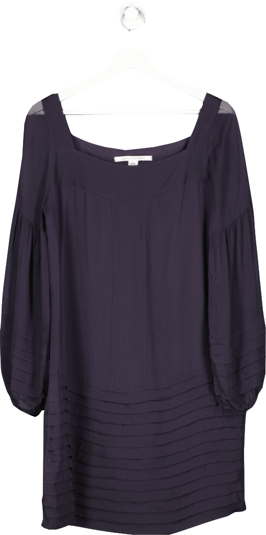 Diane von Furstenberg Blue 100% Silk Sheer Mini Dress UK 8