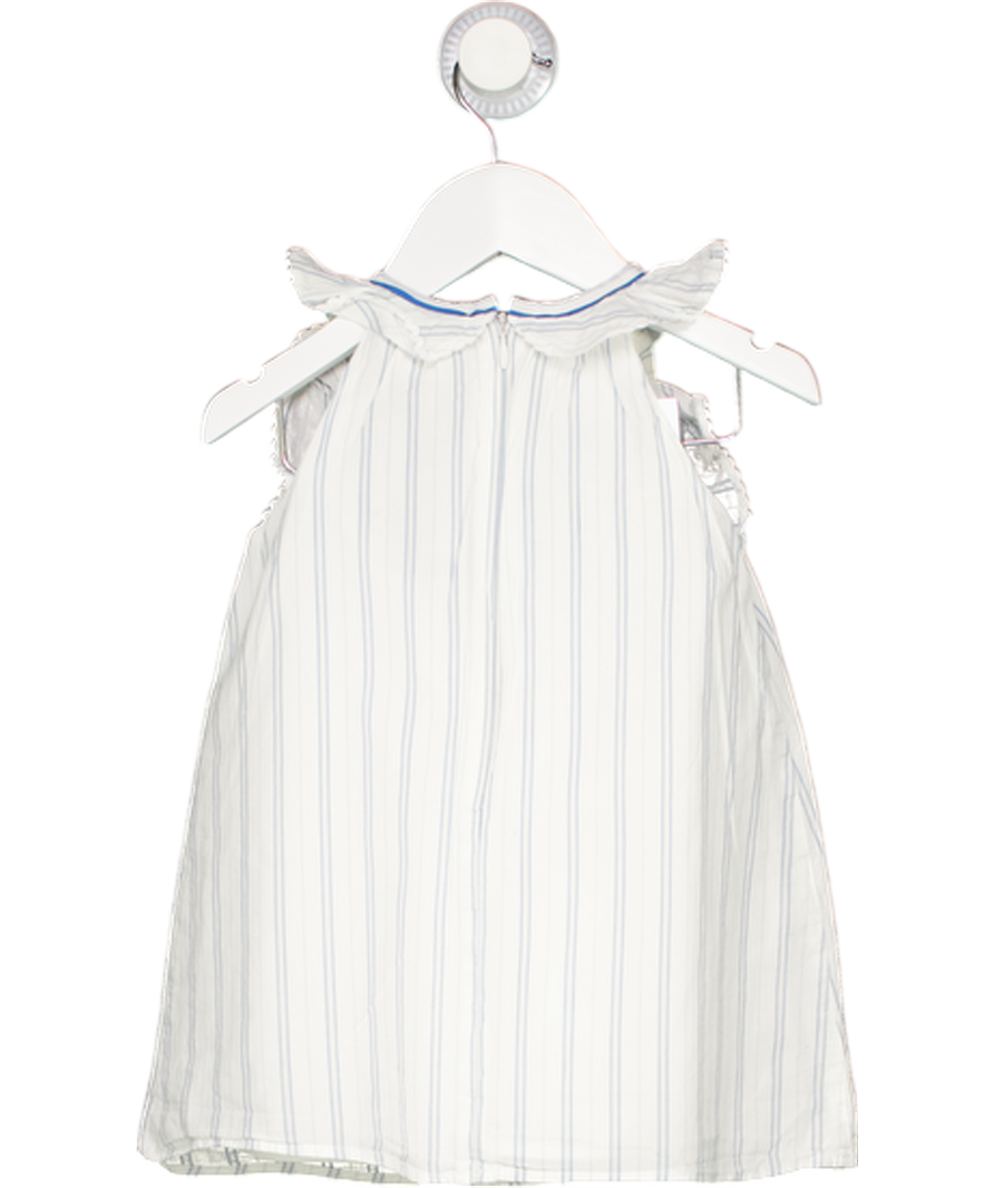 CHLOE White Blue Pinstripe Ruffle Cap Sleeve Dress 12-18 Months