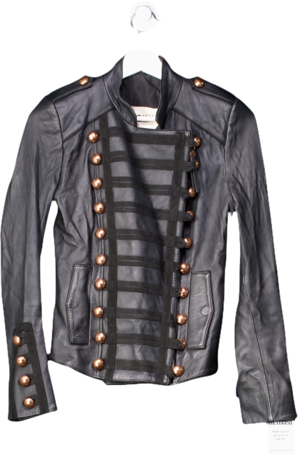 Boda Skins Black Military Leather Jacket UK 6