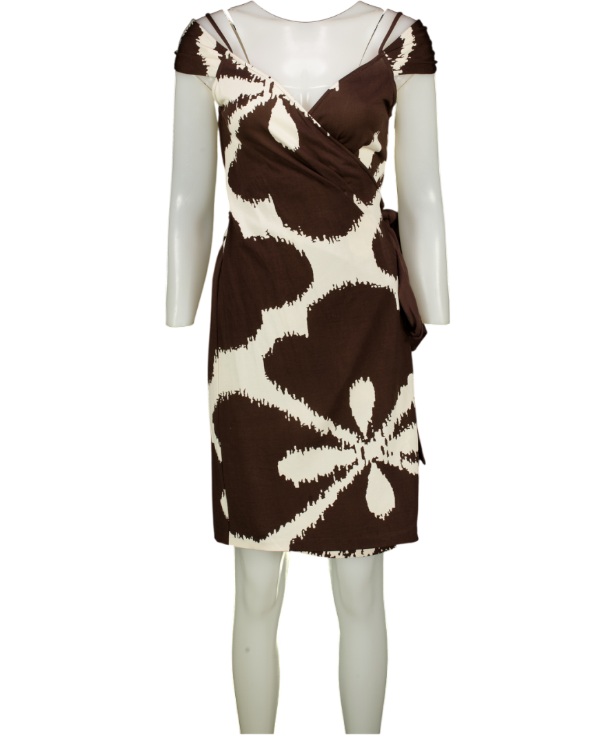 Diane von Furstenberg Brown Silk Wrap Mini Dress US8 UK 12