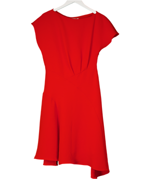 REISS Orange Short Sleeved Draped Dress UK 12