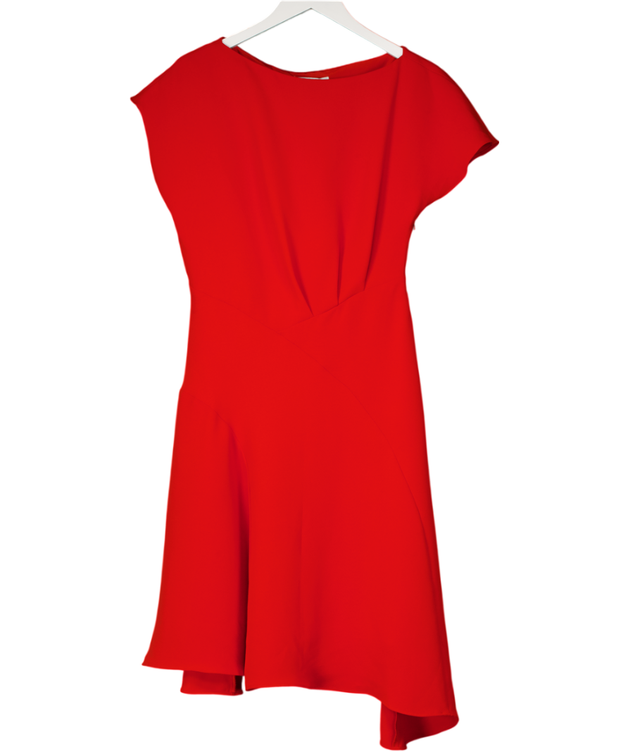 REISS Orange Short Sleeved Draped Dress UK 12