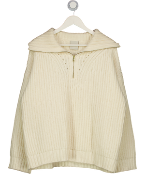 VARLEY Ivory Cream Merino / Cashmere Blend Flora Half-zip Jumper UK M